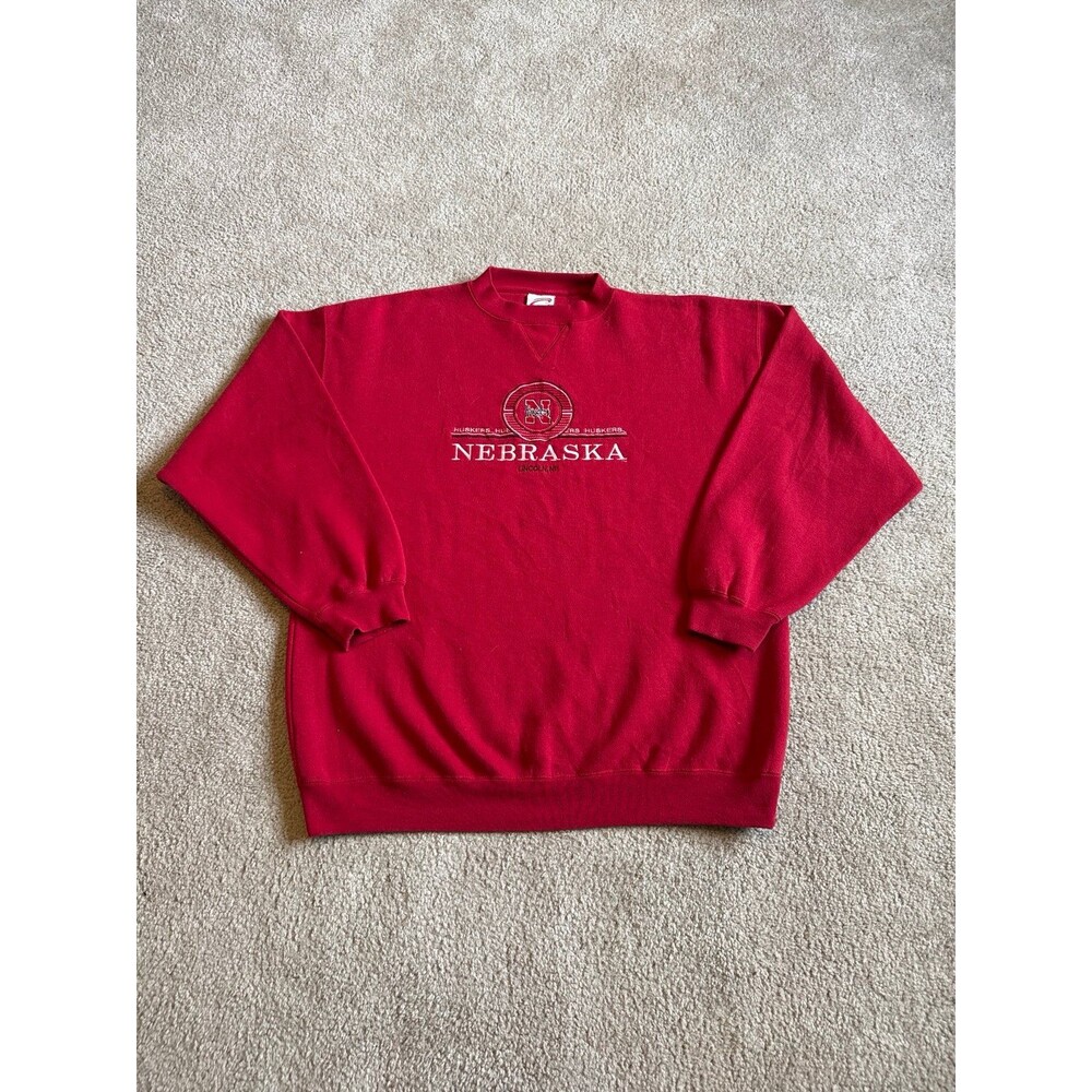 Vintage Cadre Athletic Nebraska Huskers Red Crewneck Sweatshirt Size XL